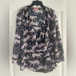 Kate Spade Leopard Dot Wrap Blouse-size 10